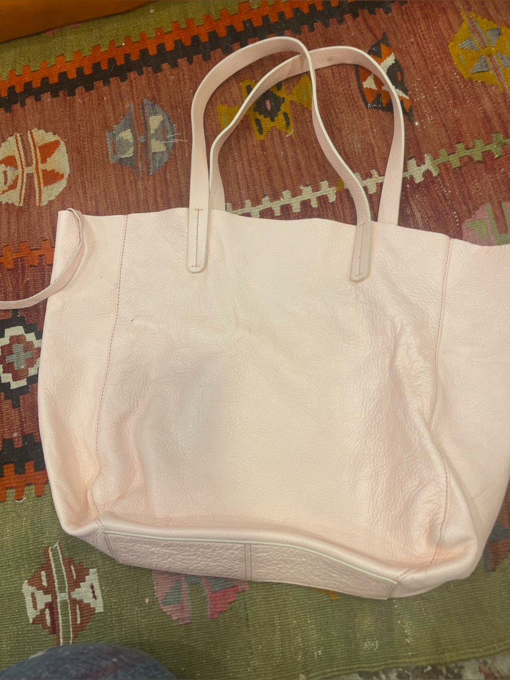 Blush Pink Leather Tote Bag